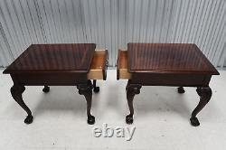 Pair Thomasville Flame Mahogany Ball & Claw End Tables