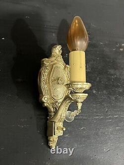 Pair antique polished Brass candle wall Fixture sconces 5M