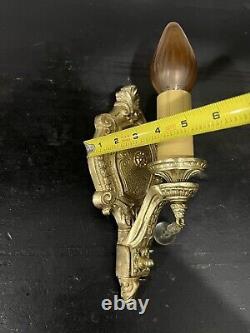 Pair antique polished Brass candle wall Fixture sconces 5M