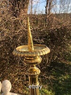 Pair of Antique French Grand Scale Brass Prickett Sticks 19th Century