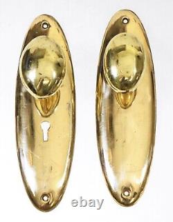 Polished Brass Door Knob Set with Oval Plates