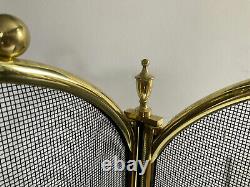 Polished Brass French Folding Fireplace Screen 4 Panels Vintage