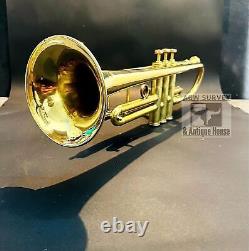Polished Brass Trumpet Military Antique Musical Instrument Classic Nose 3 Valve