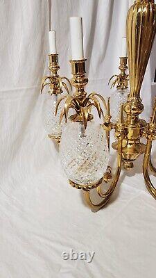 Polished Brass & Waterford Crystal Chandelier-Hospitality Collection- Rare