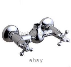Polished Chrome Brass Bathroom 8 Round Rain Shower Faucet Set Mixer Tap fcy301