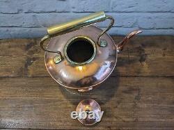 Polished Extra large antique copper and brass kettle