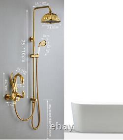 Polished Gold Antique Swan Bathroom Shower Set Faucet Shower Mixer Tap Rainfall