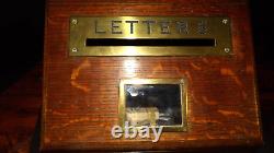 Polished Oak and Brass Mounted Hotel Letterbox