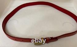 Polo Ralph Lauren Red Leather Antiqued Polish Brass RL Polo Buckle Belt M