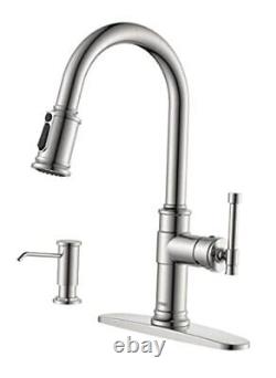 Pull Down Kitchen Faucet with Sprayer Brushed Nickel, Single Handle Antique