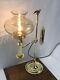 Restored Antique Solid Brass Adjustable Student Lamp Eagle Finial Victorian Deco