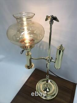 RESTORED Antique Solid Brass ADJUSTABLE Student Lamp Eagle Finial Victorian Deco