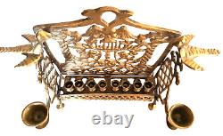 Rare Antique Polish Solid Brass Bench Lamp Menorah Hanukkah