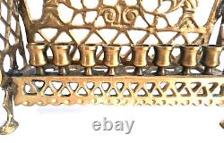 Rare Antique Polish Solid Brass Bench Lamp Menorah Hanukkah