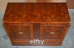Rare Burr Yew Wood Military Campaign Gentleman's Dressing Table Chest Of Drawers