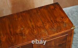 Rare Burr Yew Wood Military Campaign Gentleman's Dressing Table Chest Of Drawers
