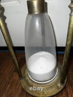 Rare Vintage Polished Brass Glass Hourglass 24 Tall