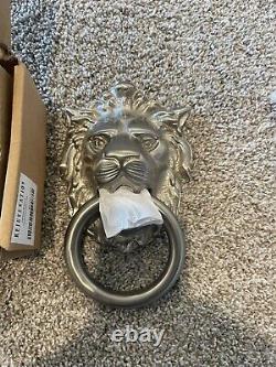 Rejuvenation Large Brass Lion Head Door Knocker Brushed Nickel