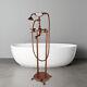 Rose Gold Floor Mount Free Standing Tub Mixer Faucet Tub Filler Hand Shower Tap