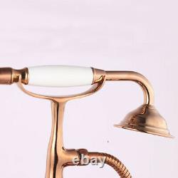 Rose Gold Telephone Bathtub Shower Hand Held Sprayer Kit Free Standing Mixer Tap