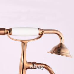 Rose Gold Telephone Mixer Hand Held Sprayer Bathtub Shower Kit Free Standing Tap
