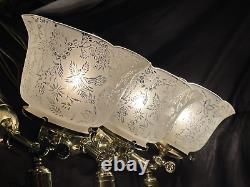 Set 3 RESTORED Antique Faries Victorian Brass Wall Sconces Electric Gas Gasolier