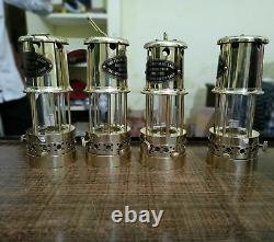 Set of 4 Lamp Brass Polished Solid Nautical Miner Lamp oil Ship Lantern