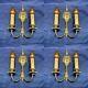 Set Of Four High Quality Antique Polished Brass Double Candle Wall Sconces 108a