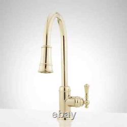 Signature Hardware Amberley Single Handle Kitchen Faucet, Polished Brass