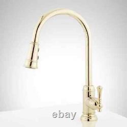 Signature Hardware Amberley Single Handle Kitchen Faucet, Polished Brass