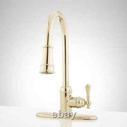 Signature Hardware Amberley Single Handle Kitchen Faucet, Polished Brass