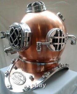 Solid Steel & Brass Medium Size Highly Polished Us Diving Diver's Helmet Mk V