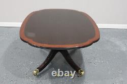 Stickley Banded Mahogany Georgian Oval Pedestal Cocktail Table