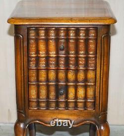 Stunning Faux Book Front Side End Lamp Wine Table With Twin Drawers Must See
