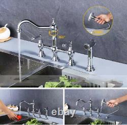 Swivel Kitchen Faucet Antique Brass/Chrome Polish Double Handle Bathroom Basin