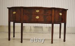 Thomasville Hepplewhite Inlaid Flame Mahogany Sideboard With Brass Gallery