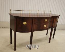 Thomasville Hepplewhite Inlaid Flame Mahogany Sideboard With Brass Gallery