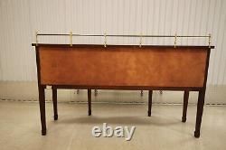 Thomasville Hepplewhite Inlaid Flame Mahogany Sideboard With Brass Gallery