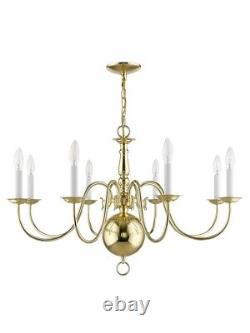 Traditional Eight Light Chandelier Polished Brass Antique Brass Finish