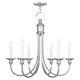 Traditional Farmhouse Six Light Chandelier Antique Brass Polished Nickel Finish