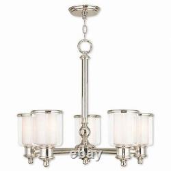 Traditional Five Light Chandelier Polished Nickel Antique Brass Finish with