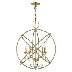 Traditional Glam Chic Five Light Chandelier Antique Brass Polished Nickel