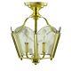 Traditional Polished Brass Glass & Steel Semi Flush Mount