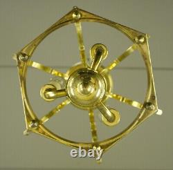 Traditional Polished Brass Glass & Steel Semi Flush Mount