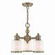 Traditional Three Light Chandelier Antique Brass Polished Nickel Finish With