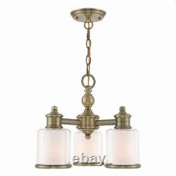 Traditional Three Light Chandelier Antique Brass Polished Nickel Finish with