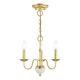 Traditional Three Light Chandelier Polished Brass Antique Brass Finish