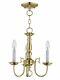 Traditional Three Light Chandelier Polished Brass Antique Brass Finish