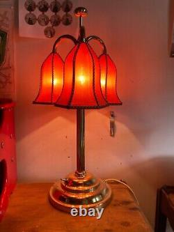 Triflowers Woka Lamp, Polished Brass, Orange Shade, Josef Hoffmann Design