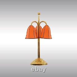 Triflowers Woka Lamp, Polished Brass, Orange Shade, Josef Hoffmann Design